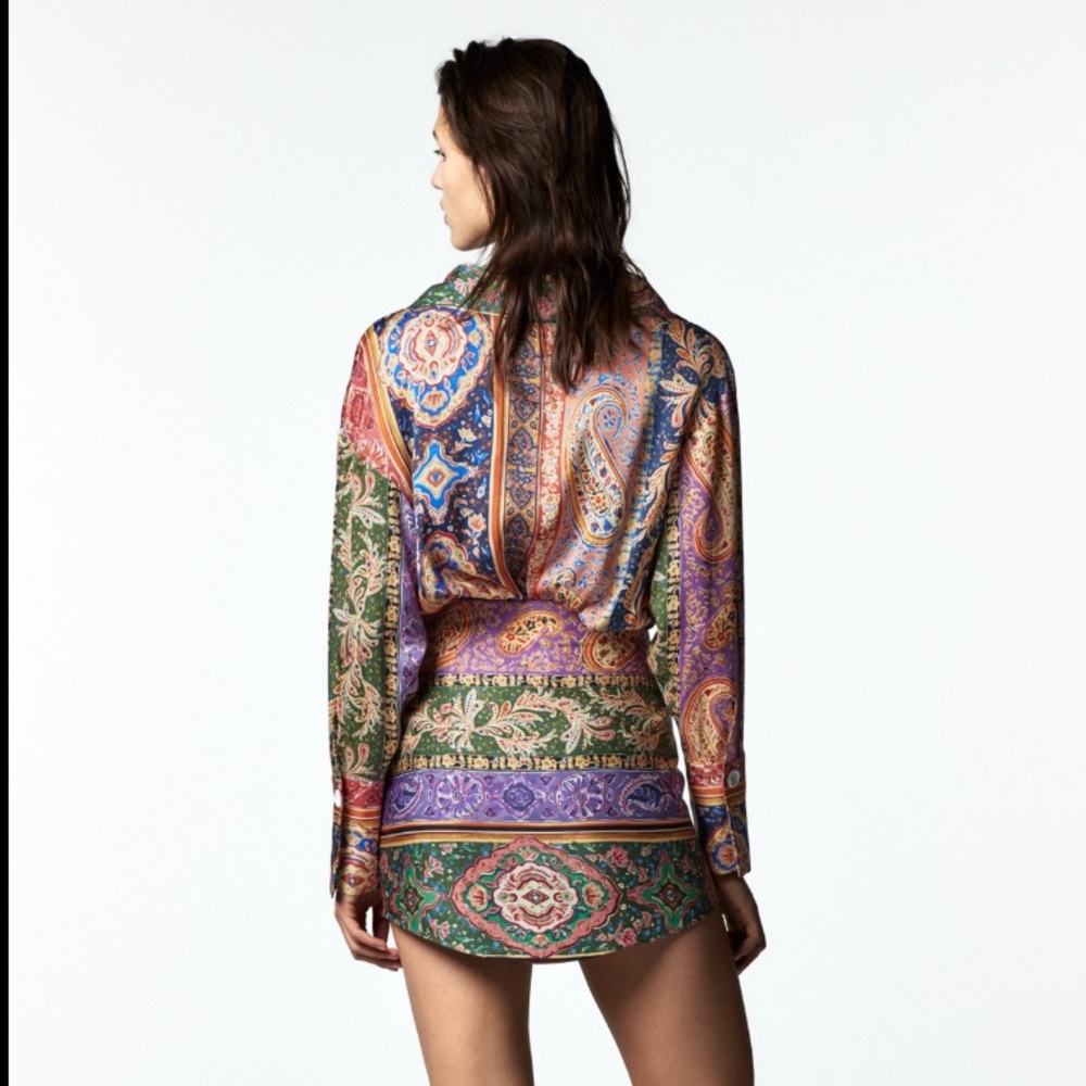 Zara Multicolor Printed Asymmetric High Waisted Mini Skirt Size XS - Picture 10 of 15